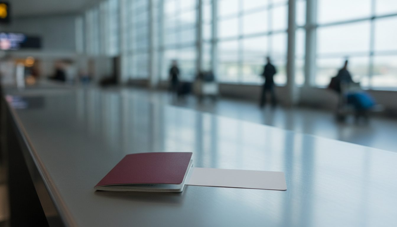 Thailand travel costs: a passport and boarding pass on a check-in counter, where the 300-baht tourist entry fee will be collected
