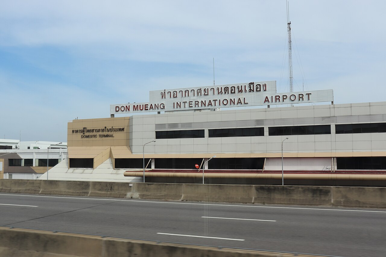 Don Mueang International Airport terminal frontage in Bangkok - Thailand budget travel from DMK to the city starts at 30 baht by bus
