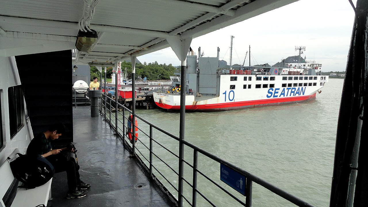 Seatran ferry number 10 loading at Don Sak pier in Surat Thani for the crossing to Koh Samui - the cheapest Thailand budget travel route to the island